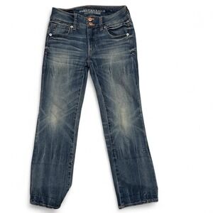 American Eagle Outfitters low rise bootcut jeans in blue navy